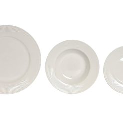 Loiça Set 18 Porcelana 27X27X2 Riscas Branco (2 Unidades)