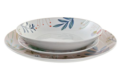 Loiça Set 18 Porcelana 27X27X3 Flores Multicor (2 Unidades) - Image 5