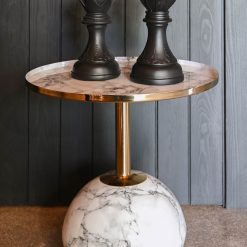 Mesa Auxiliar Ferro 41X41X47 Semelhante Em Mármore