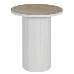 Mesa Auxiliar Metal Mdf 46X46X56 Rugoso Branco