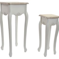 Mesa Auxiliar Set 2 Abeto 35X35X80 Natural Branco