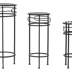 Mesa Auxiliar Set 3 Metal 30X30X70 Preto (2 Unidades)
