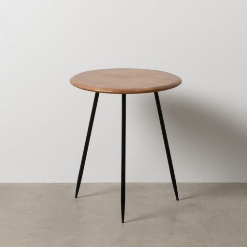 Mesa De Apoio Castanho-Negro Madeira-Metal 50 X 50 X 60 Cm