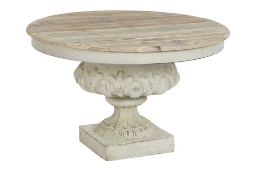 Mesa De Centro Abeto Mdf 80X80X50 Envelhecido Branco - Image 2