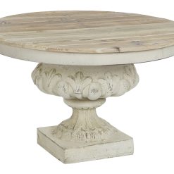 Mesa De Centro Abeto Mdf 80X80X50 Envelhecido Branco