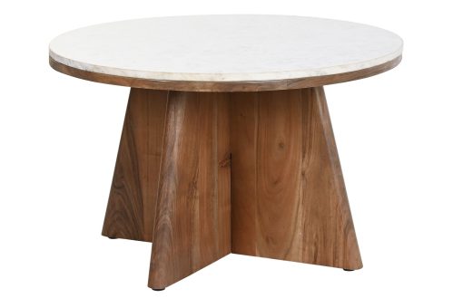 Mesa De Centro Acácia M Rmore 70X70X43 19,40 Branco - Image 3