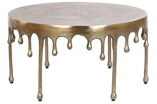 Mesa De Centro Alumínio 75X75X40 Dourado - Image 2