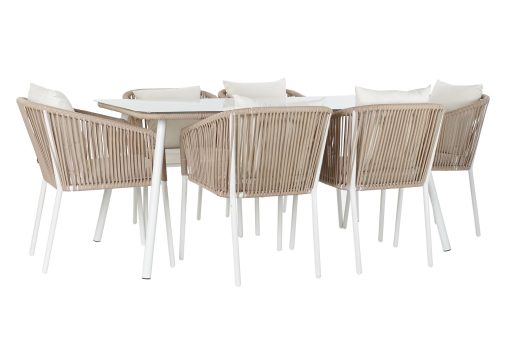 Mesa Set 7 Alumínio Poliåster 160X90X75 Bege - Image 2