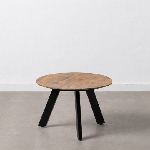 Mesa de Centro Natural-Preto Madeira-Ferro 60 X 60 X 40 Cm