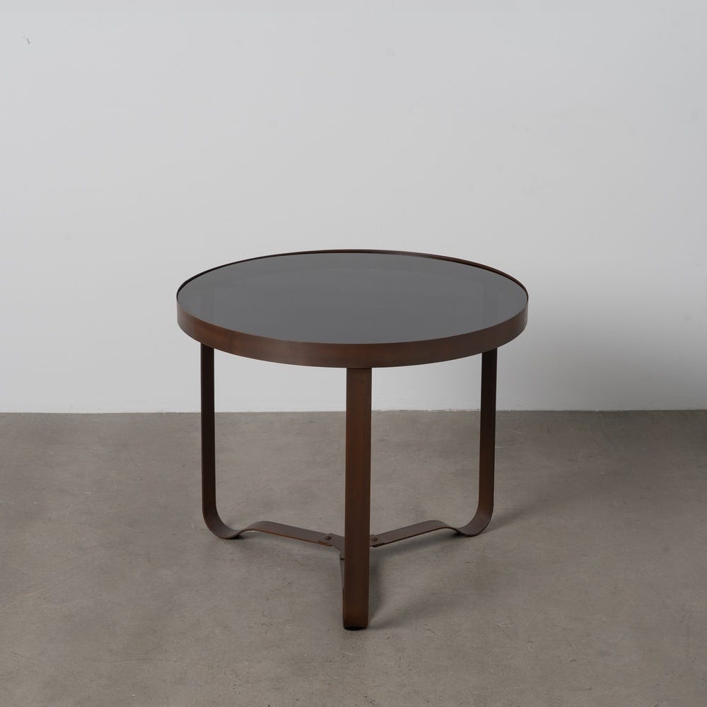 Mesinha Castanho Escuro Metal-Cristal 60,50 X 60,50 X 50 Cm - Image 3