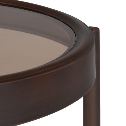 Mesinha Castanho Escuro Metal-Cristal 61,50 X 61,50 X 43 Cm - Image 4