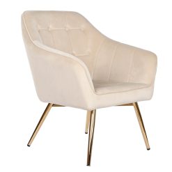 Poltrona Poliéster Metal 74X74X90 Veludo Creme