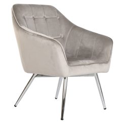 Poltrona Poliéster Metal 74X74X90 Veludo Creme