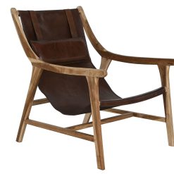 Poltrona Teca Pele 68X80X86 Com Cabeøa Natural