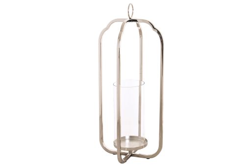 Porta-Vela Aço Vidro 21X21X49 Cromado