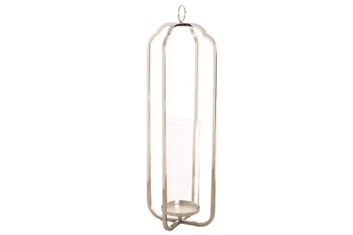 Porta-Vela Aço Vidro 21X21X62 Cromado