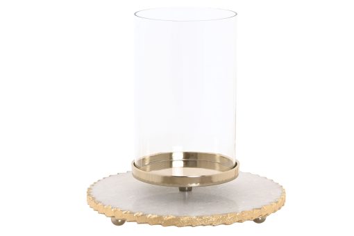 Porta-Vela M Rmore Vidro 25X25X27 Branco