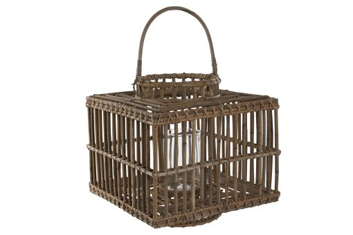 Porta-Vela Rattan Vidro 35X35X35 Natural