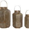Porta-Vela Set 3 Metal 21X21X40 Dourado