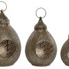 Porta-Vela Set 3 Metal 23X23X34 Dourado