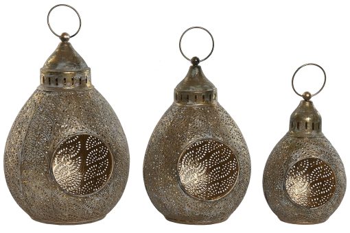 Porta-Vela Set 3 Metal 23X23X34 Dourado - Image 3