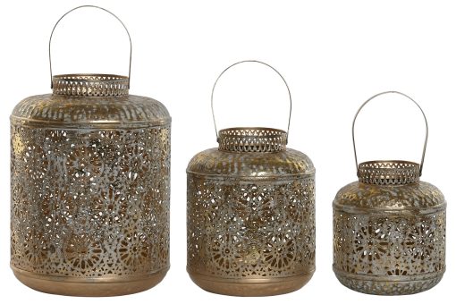 Porta-Vela Set 3 Metal 24X24X32 Decapé Dourado