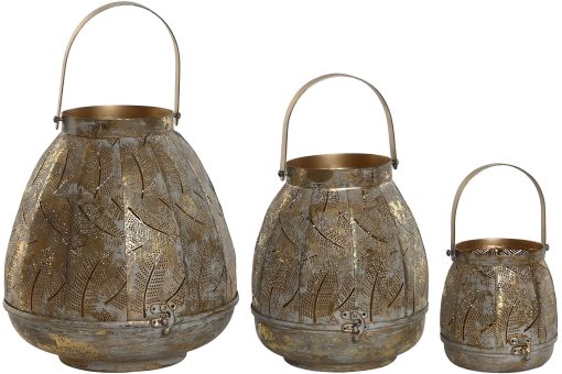 Porta-Vela Set 3 Metal 25X25X28 Dourado - Image 2