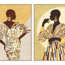Quadro Ps Tecido Tela 100X4X140 Africana 2 Mod. (2 Unidades)