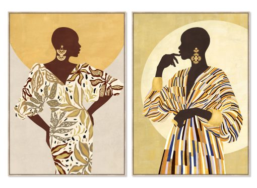 Quadro Ps Tecido Tela 100X4X140 Africana 2 Mod. (2 Unidades)