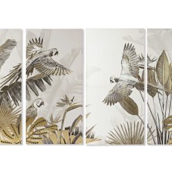 Quadro Set 4 Tecido Tela Ps 280X4X140 Tropical