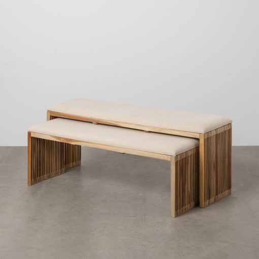 S/2 Bancada Natural Madeira De Teca Room 115 X 35 X 45 Cm