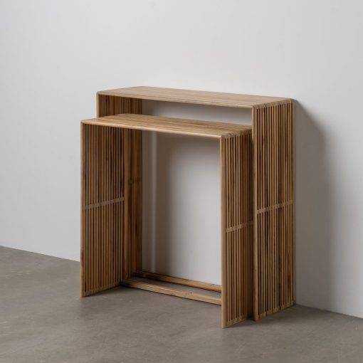 S/2 Consola Natural Madeira De Teca 85 X 30 X 86 Cm - Image 2
