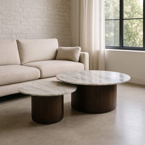 S/2 Mesa de Centro Madeira-Mármore Room 100 X 100 X 43 Cm