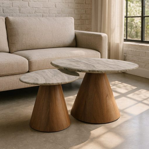 S/2 Mesa de Centro Madeira-Mármore Room 80 X 74 X 44 Cm