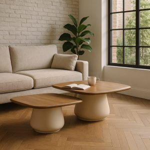 S/2 Mesa de Centro Madeira-Metal Room 90 X 90 X 40 Cm