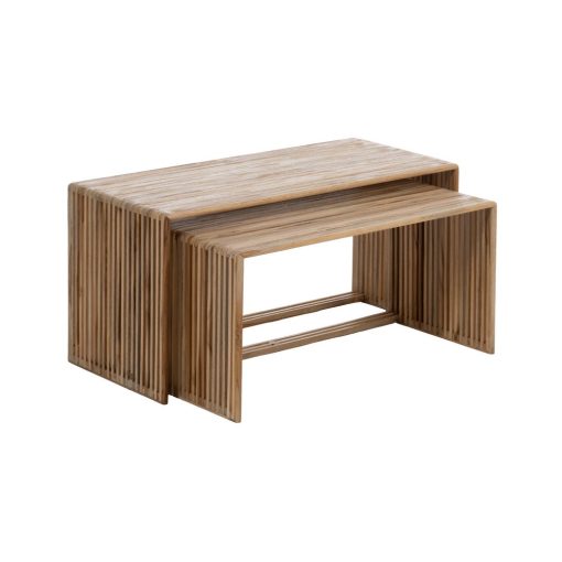 S/2 Mesa de Centro Natural Madeira De Teca 85 X 35 X 41 Cm - Image 2
