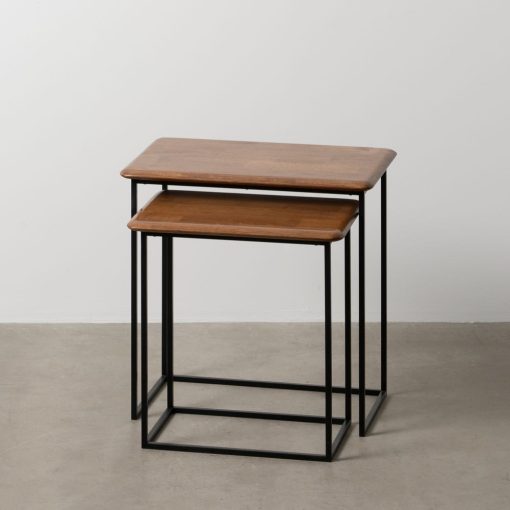 S/2 Mesinhas Castanho-Negro Madeira-Metal 60 X 40 X 60 Cm