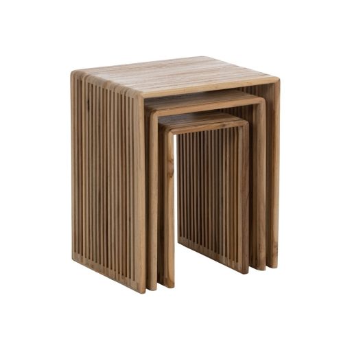 S/3 Auxiliar Natural Madeira De Teca 65 X 30 X 66 Cm - Image 4