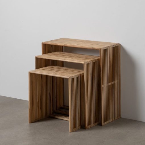S/3 Auxiliar Natural Madeira De Teca 65 X 30 X 66 Cm