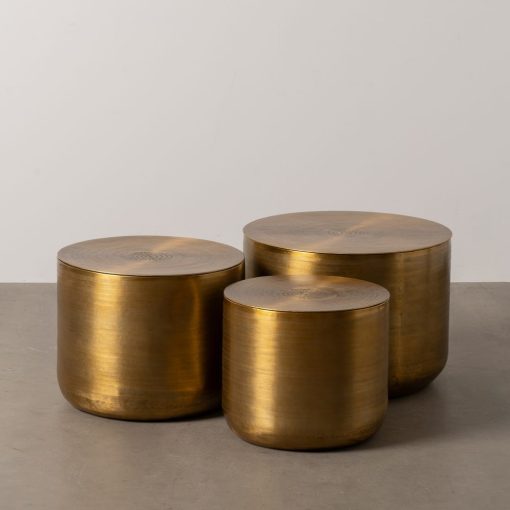 S/3 Mesa De Apoio Ouro - Velho Metal 58