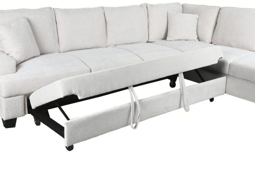 Sofá Cama Poliéster 285X260X90 Bege - Image 5