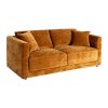 4 Lugares Sofá Ocre Tecido-Madeira 210 X 96 X 86 Cm