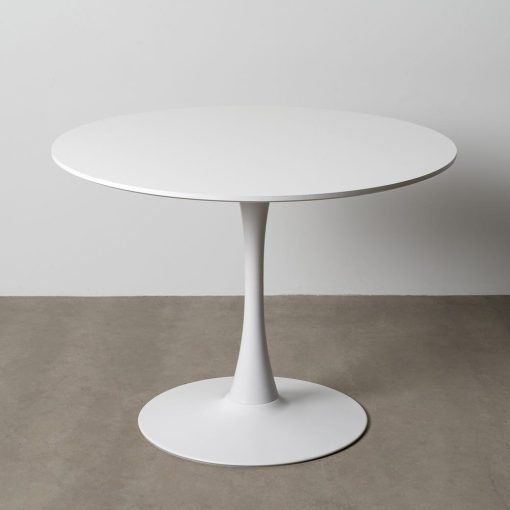 Mesa De Jantar Branco Mdf-Metal 100 X 100 X 75 Cm