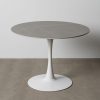 Mesa De Jantar Cinza Pedra Sinterizada 100 X 100 X 75 Cm