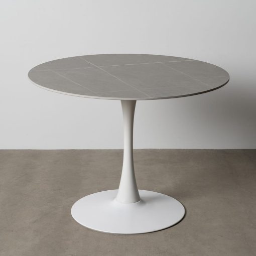 Mesa De Jantar Cinza Pedra Sinterizada 100 X 100 X 75 Cm