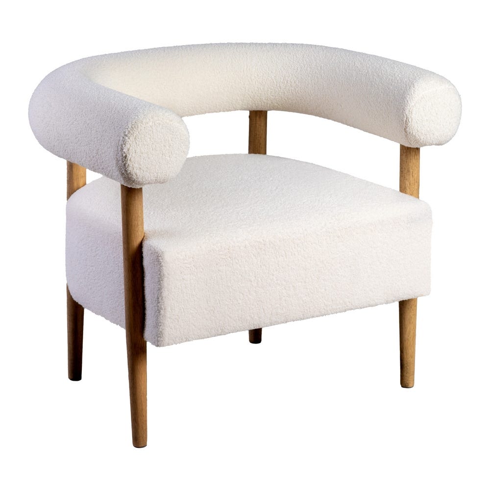 Poltrona Bege Tecido-Madeira Room 80 X 67 X 69 Cm