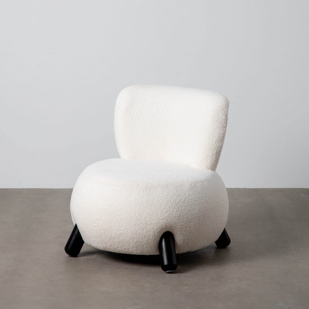 Poltrona Branco-Preto Tecido-Madeira 73 X 75 X 74