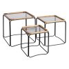 S/3 Mesinhas Natural-Preto Metal-Cristal 50 X 50 X 54 Cm