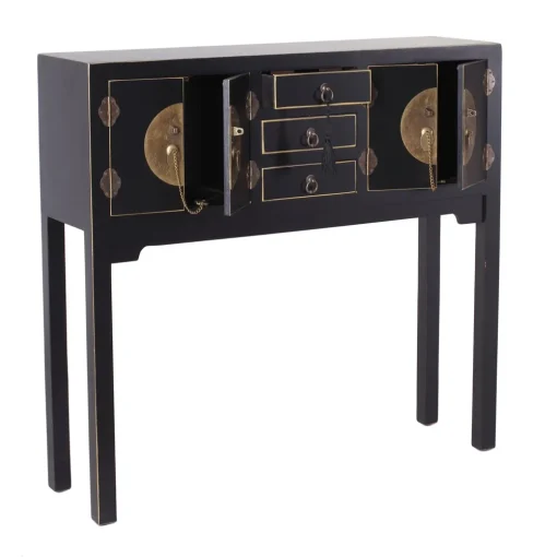 Consola Oriental Preto 4 Portas e 3 Gavetas 95 X 26 X 90 cm - Image 2