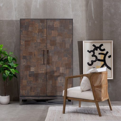Armário Castanho Mindi Madeira Room 110 X 45 X 180 Cm